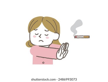 Clip art of woman who hates cigarette