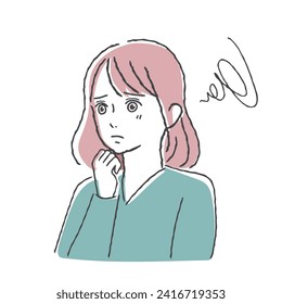 Clip art of woman who is troubled about something