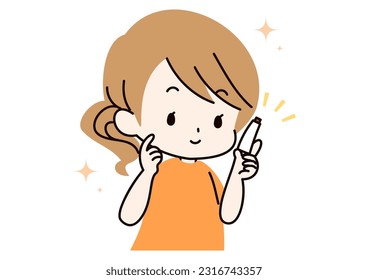 Clip art of woman whose skin is cleaned by medicine