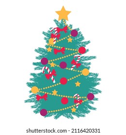 clip art of xmas tree with cartoon design,vector illustration