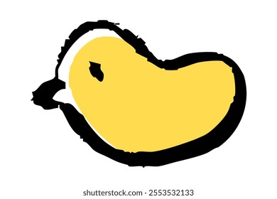 Clip art of yellow bird with brush touch