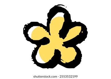 Clip art of yellow flower with brush touch