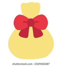 Clip art of yellow gift bag with red ribbon