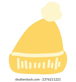 Clip art of yellow knit hat with simply deformed pompoms