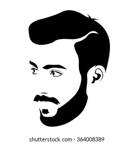 Clip art of young bearded hipster looking away. Easy editable layered vector illustration. 