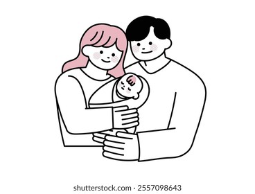 Clip art : young couple and baby