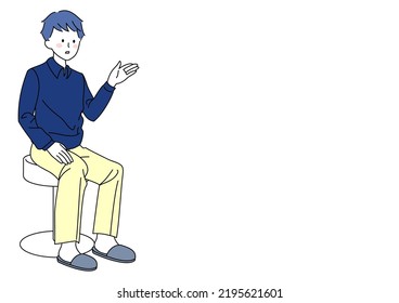 Clip art of a young man in civilian clothes sitting on a chair