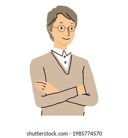 clip art of young man with folded arms