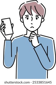 Clip art of young man holding a cellular phone