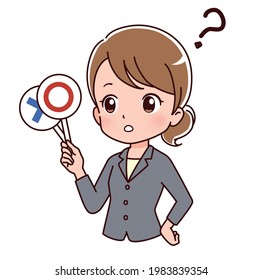 Clip art of young woman answering