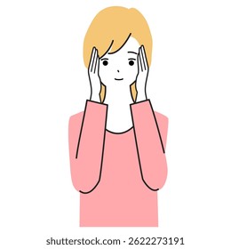 Clip art of young woman covering her ears with her hands