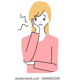 Clip art of young woman with toothache