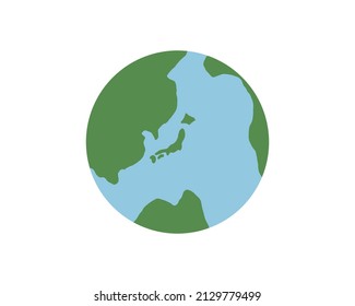 The clip arts of the earth with Japan in the center.
This is a simple and flat design.