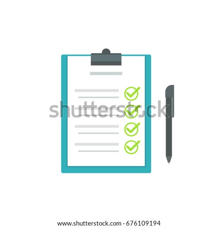 clip board checklist with pen