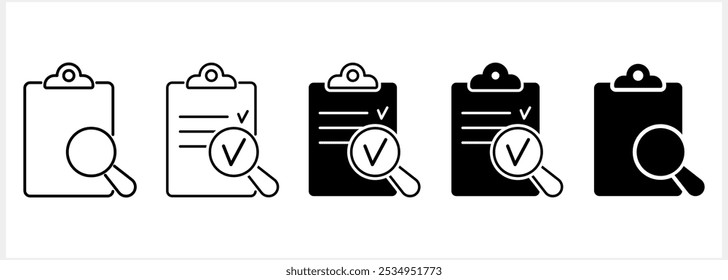 Clip board icon. Check form sheet sign. Clipboard checklist. Quality Control stroke. Vector stock illustration
