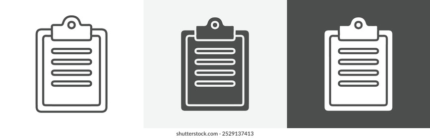 Icono de placa de Clip Diseño en estilo de Vector de línea delgada