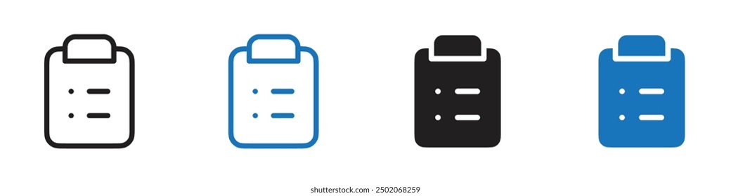 Clip board icon linear thin line icon graphics set
