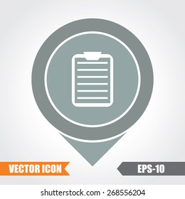 Clip Board Icon On Map Pointer. Eps.-10.