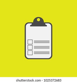 clip board vector icon with with tick boxes for business planning and education yellow background