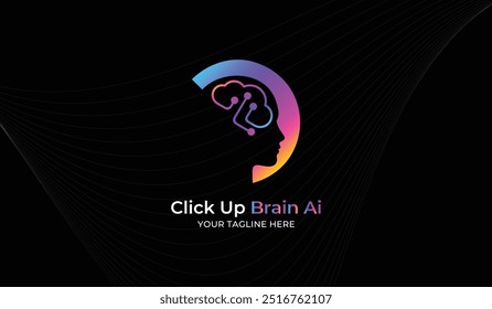 "Clip Up Brain AI logotipo design com elementos modernos e inovadores, Representando inteligência artificial, tecnologia e criatividade, exclusivo Clip Up Brain AI logotipo com uma mistura de rede neural