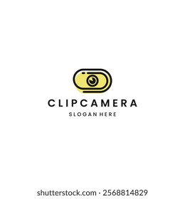 Clip Camera Logo Icon Design Vector. Cam Paper Clips Logo Design Template. Logo Line clip