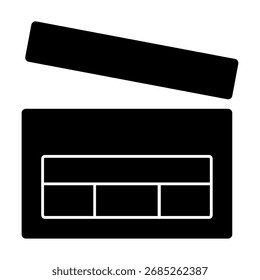 Clip-Clapper-Symbol einzeln auf weißem Hintergrund, Vektorgrafik.