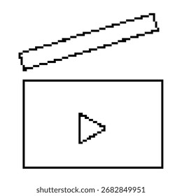 clip clapper pixel icon, 8-bit. Isolated vector illustration.