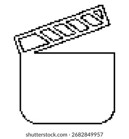 Clip clapper pixel icon, 8-bit. Ilustración vectorial aislada.