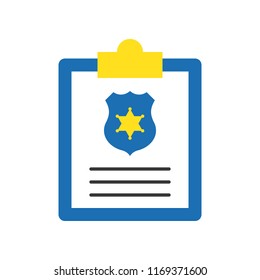 clip and clipboard with police shield symbol