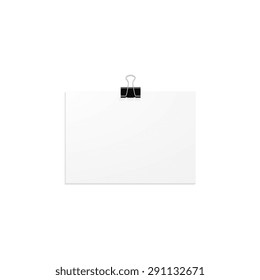 Clip clothespin and a blank sheet of paper. Vector illustration