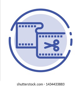 Clip, Cut, Edit, Editing, Movie Blue Dotted Line Line Icon