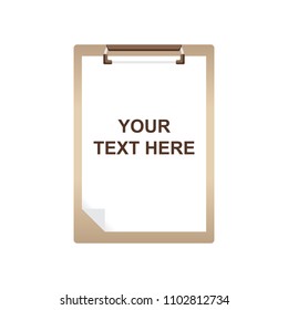 Clip Folder and Document Blank Paper For Note Isolated Vector