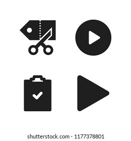 clip icon. 4 clip vector icons set. play button, clipboard and coupon icons for web and design about clip theme