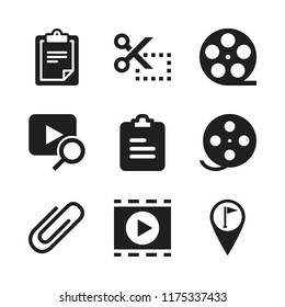 clip icon. 9 clip vector icons set. film roll, paperclip and coupon icons for web and design about clip theme