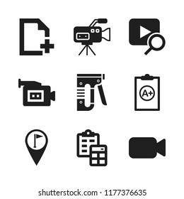 clip icon. 9 clip vector icons set. marker flags, clipboard with a and video player icons for web and design about clip theme
