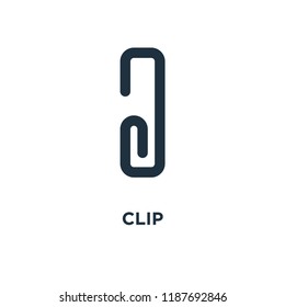 Clip icon. Black filled vector illustration. Clip symbol on white background. Can be used in web and mobile.