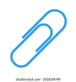 Icono de clip. Un clip azul. Estilo plano.