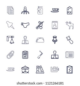 Clip icon. collection of 25 clip outline icons such as baby stroller, children panties, hair barrette, clipboard with chart, rocket. editable clip icons for web and mobile.