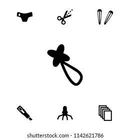 Clip icon. collection of 7 clip filled icons such as children panties, hair barrette, paper, scissors, rocket. editable clip icons for web and mobile.