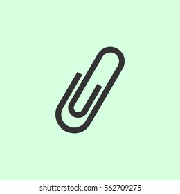 Clip icon flat. Grey vector symbol on green background