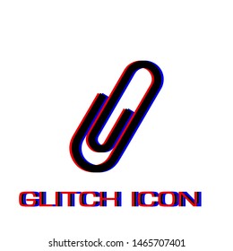 Clip icon flat. Simple pictogram - Glitch effect. Vector illustration symbol