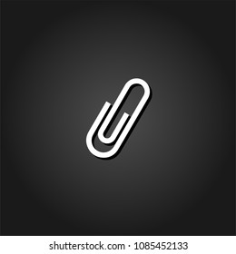 Clip icon flat. Simple White pictogram on black background with shadow. Vector illustration symbol