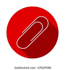 clip icon isolated on red background with long shadow. flat icon