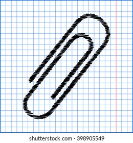 Clip icon with pen effect on paper