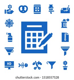 clip icon set. 17 filled clip icons.  Simple modern icons about  - Flower, Spider web, Spray, Bingo, Funnel, File, Hd, Pretzel, Fish bone, Maximize, Scissors, Autograph