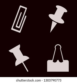 clip icon set with paper clip and push pin vector illustration