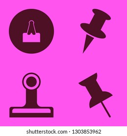 clip icon set with paper clip and push pin vector illustration