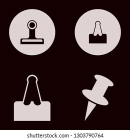 clip icon set with push pin and paper clip vector illustration