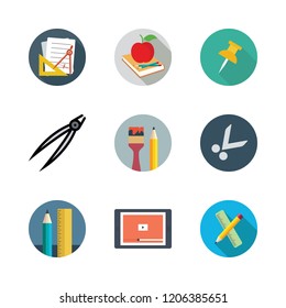 clip icon set. vector set about scissors, school material, video player and tongs icons set.