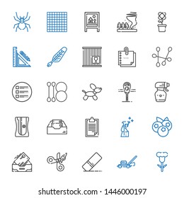 clip icons set. Collection of clip with flower, lawnmower, eraser, scissors, inbox, blueberries, spray, clipboard, sharpener, spray bottle, parking meter. Editable and scalable clip icons.
